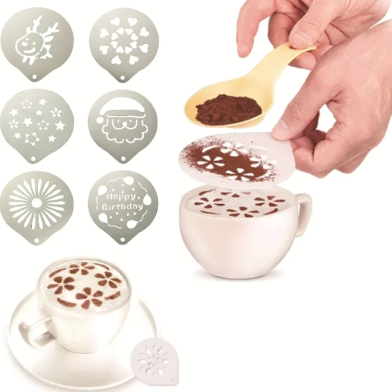 

Customized Coffee Cappuccino Foam Latte Art Stencil Decorating coffee Stencils, Stainless steel silver