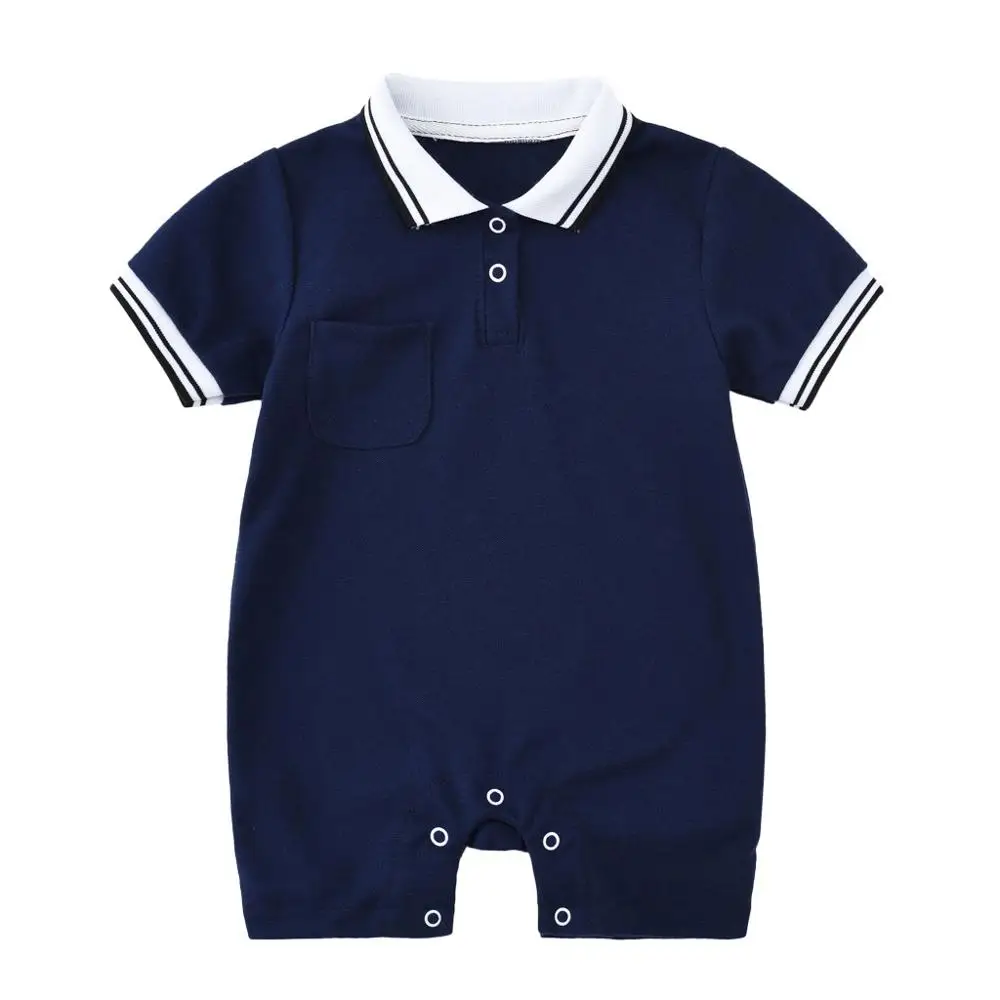 

new born baby short sleeves polo bodysuit clothes cotton romper baby bodysuit