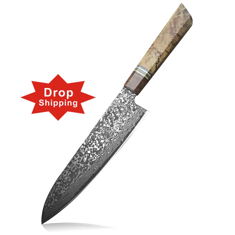 

Newest 8.5 inch Damascus Steel forged stylish design outside user-friendly chopping Slicing carving professional Chef Knife