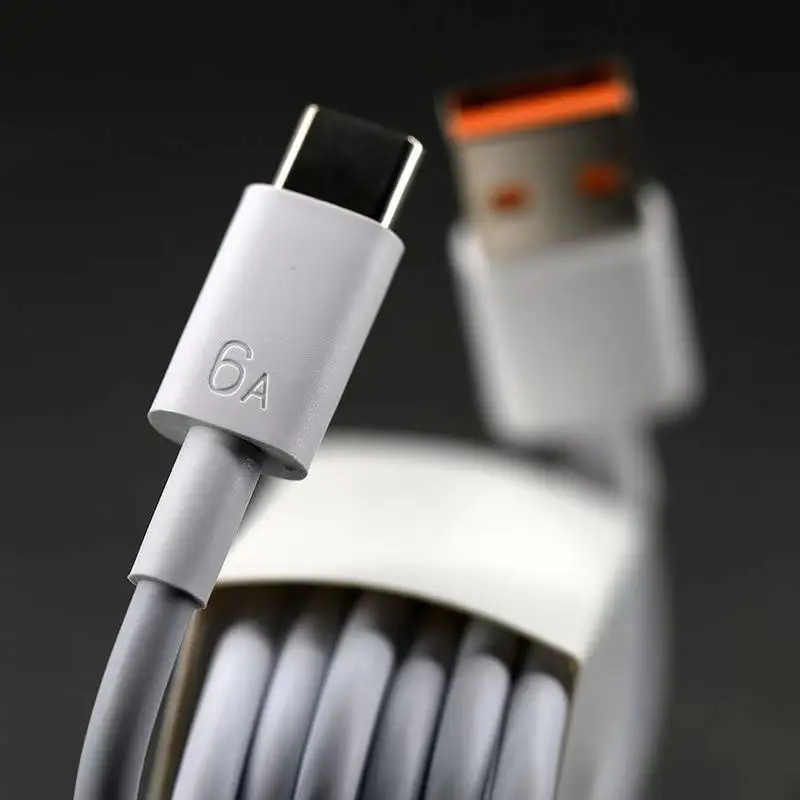 

Wholesale 6A USB super fast charging cable type-c high speed charging data cable USB charger cable for Huawei mate 40 samsung, White