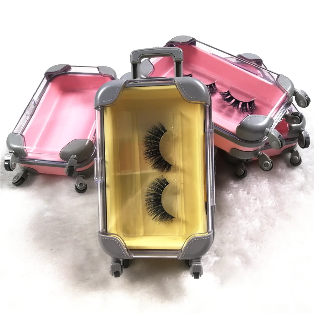 

Whosale Luggage Eyelash Box Custom Packaging Box Private Label 100% Real Mink Fur Natural Wispy 5d Mink Lashes 3d Mink Eyelashes, Natural black