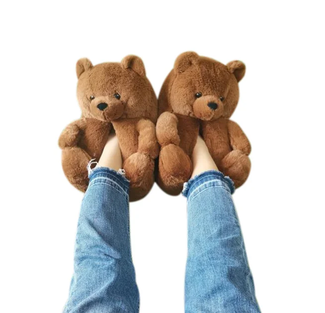 

Furry Shoes Winter Fashion Casual Teddy Bear Slipper Hot Selling Teddy Bear Slippers Plush Slippers Warm Home Shoes, Picture