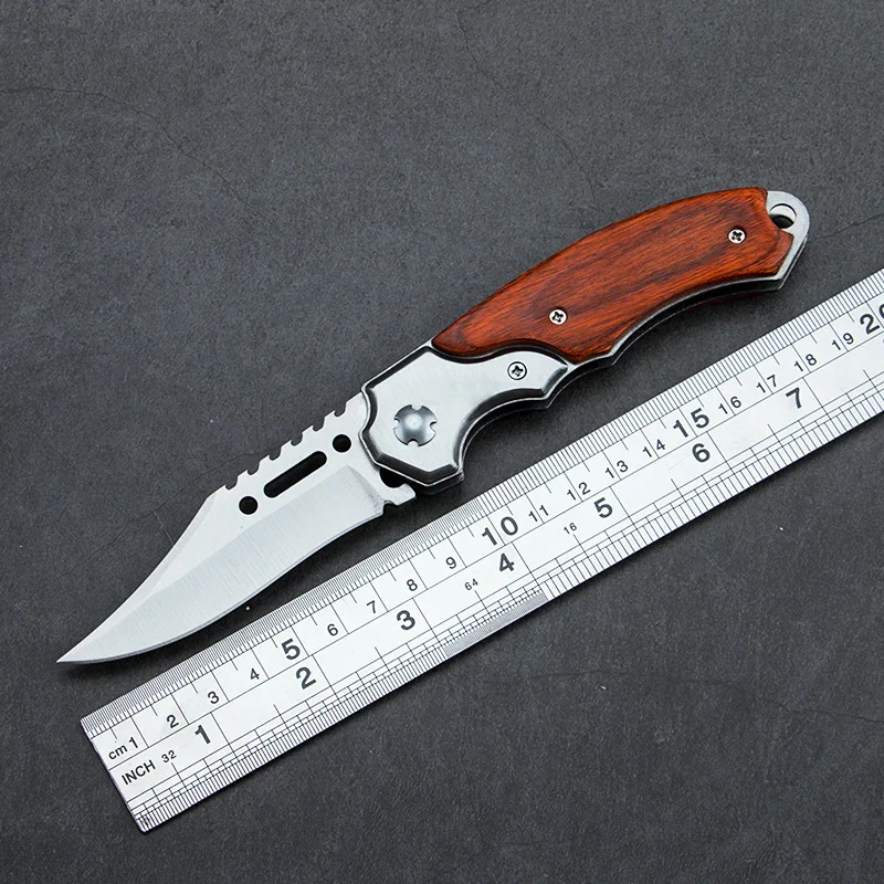 

Hot Sale Survival Camping Fishing Outdoor Hunting Wooden Handle Pocket Knives Edc Folding Knife