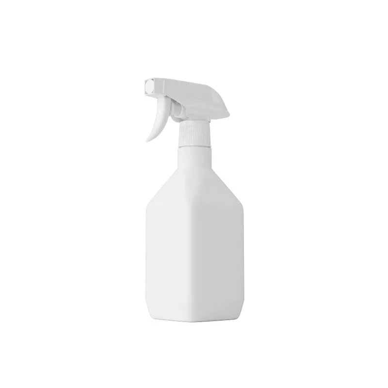 

High capacity soft touch slant shoulder white PE plastic square bottle 500ml trigger plastic spray bottles