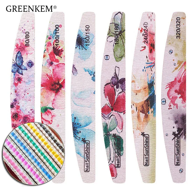 

GREENKEM Printed Nail buffer Block Colorful Lime a ongle 80/100/150/180/240/320 Manicure Tools Nail Care Tools Flower Nail File, Colorful print