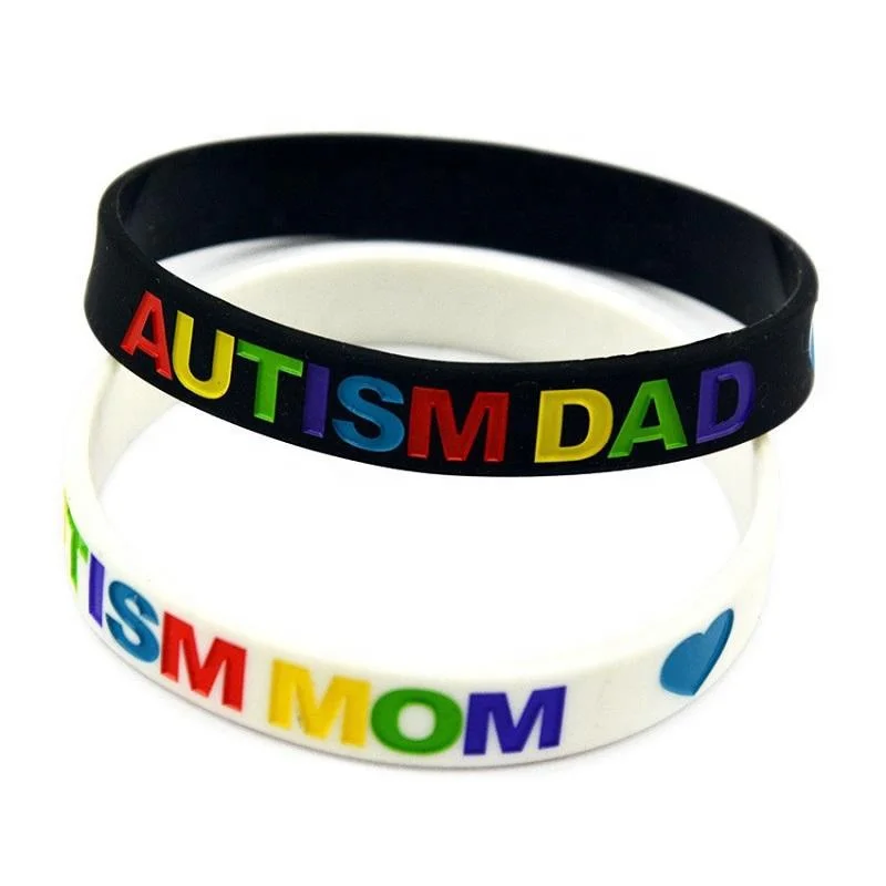 

New Arrivals 2022 Love Autism Dad And Mom Silicone Bracelet Wristbands Bangles Jewelry Gifts, Any pantone colors