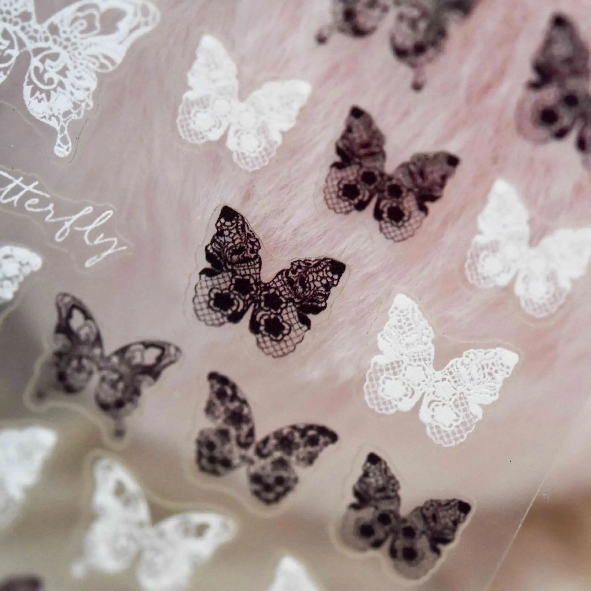 

Popular Design Manicure Supplies Japanese 5D Nail Art Butterfly Lace Sticker for DIY Nail Art Salon