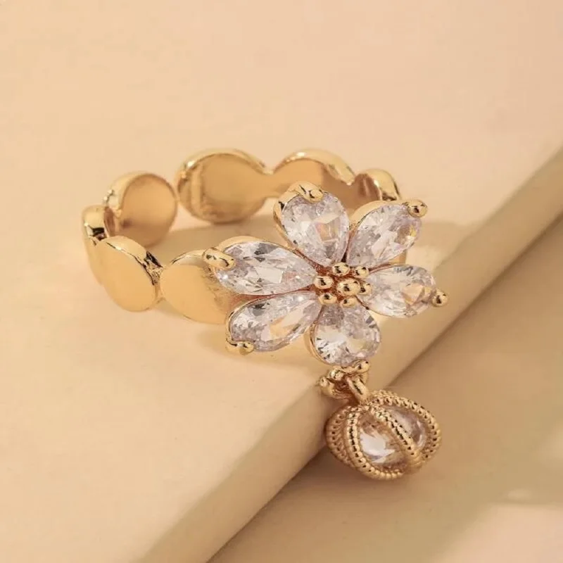 

fashion real gold plated flower rings for women
