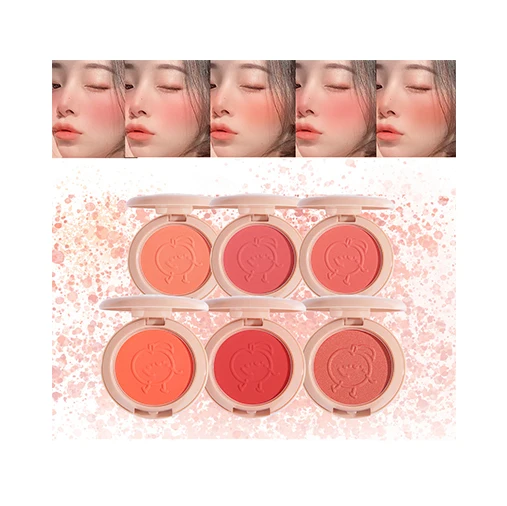 

H216 New blush private label makeup palette mineral powder red rouge lasting natural cream tint orange peach pink cheek blush