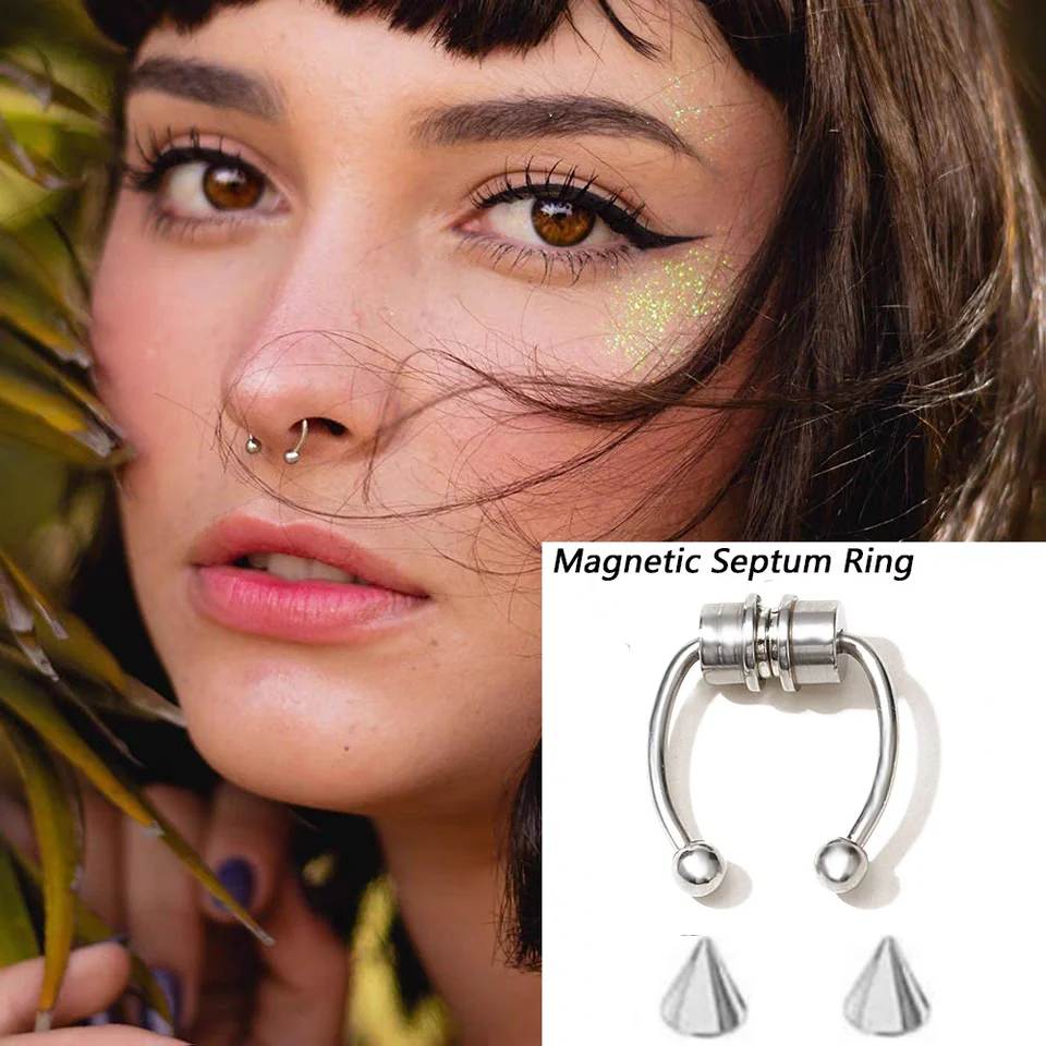 

Magnetic Magnet Non Piercing Horseshoe Septum Nose Ring 316L Stainless Steel Nose Piercing Jewelry