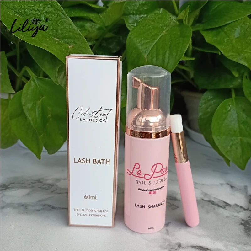

wholesale rose gold pink bottle lash shampoo private label eyelash foam cleanser custom logo oil free lashshampoo