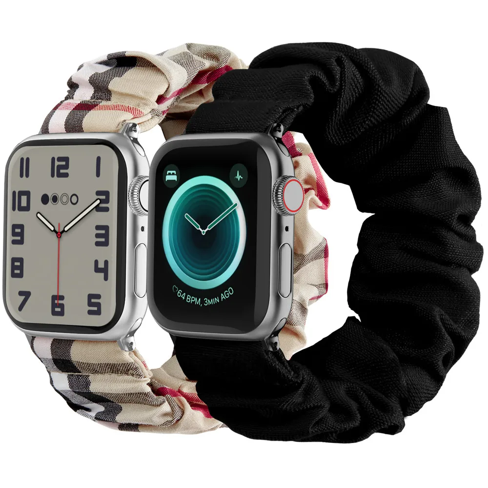 

For Womens girls 44mm iwatch series 3/4/5/6/SE strap nylon soprt apple watch band solo loop bracelet, Multi colors