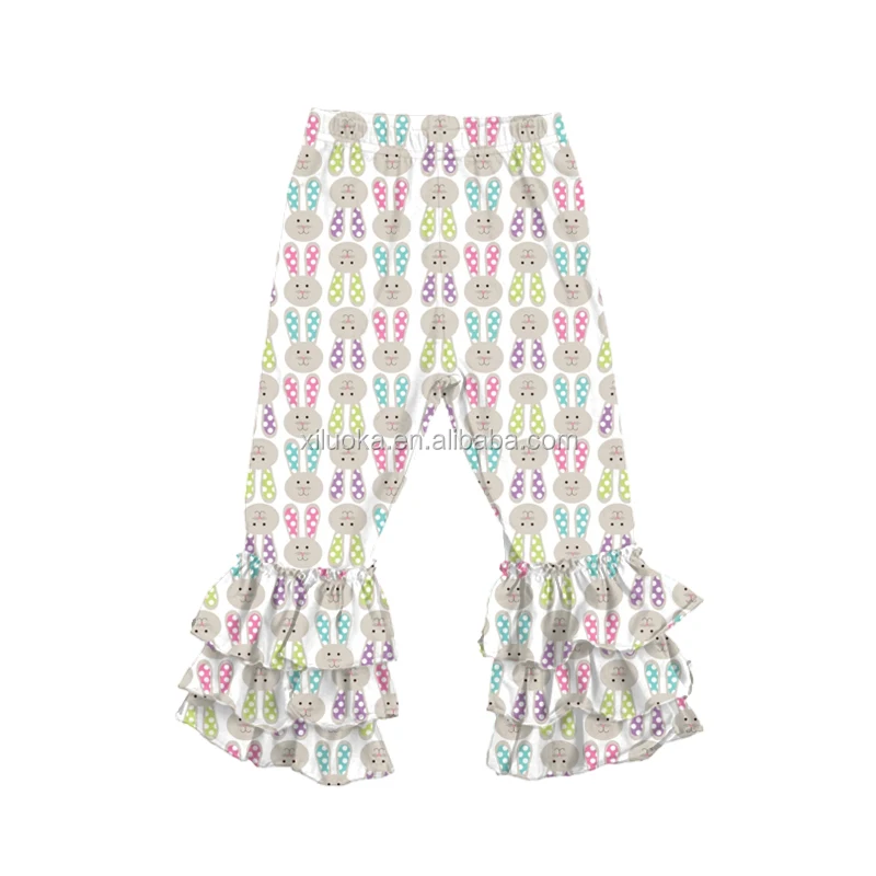 

OEM Service Printed Girl Clothes Flare Rabbit Baby Pants Girls Ruffle Easter Leggings, Picture