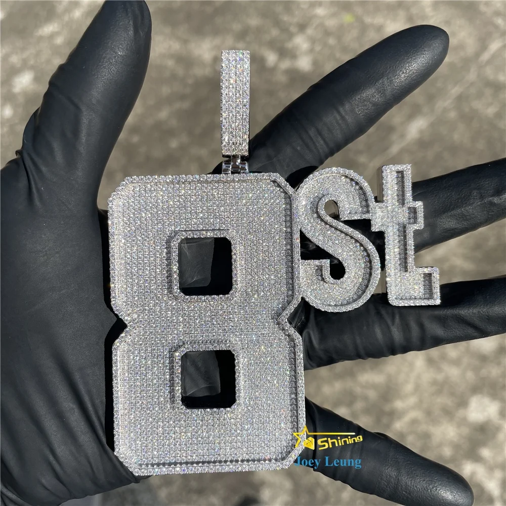 

925 Sterling Silver VVS Diamond Mossinate Luxury Iced Out Hip Hop Jewelry Custom Letter Pendant