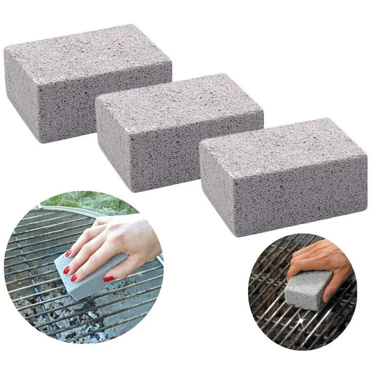

BBQ Grill Cleaning Brick Block Barbecue Cleaning Stone BBQ Racks Stains Grease Cleaner BBQ Tools Kitchen Decorate Gadgets, Grey