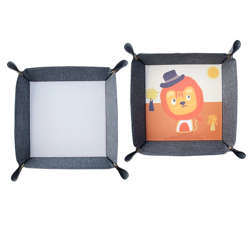 

Prosub Sublimation Rolling Tray Blank Foldable Square Denim Fabric Desk Storage Sundries Sublimation leather Trays, Denim color