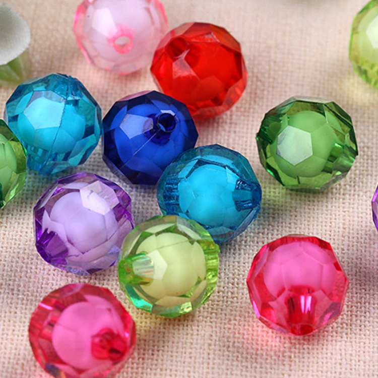 

8/10/12/14/16mm Transparent Faceted Round Plastic Space Beads 500g/bag Colourful Loose Acrylic Beads for Jewelry Making