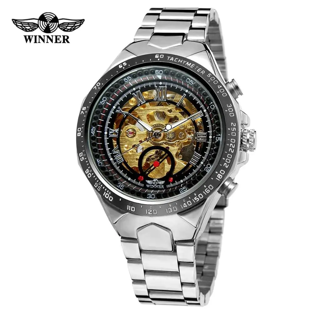 
Good Quality Brand Winner Watches Skeleton For Men Stainless Steel Watch 