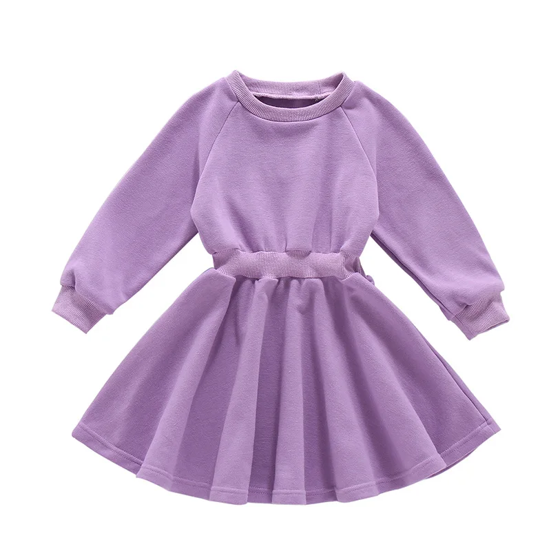 

Online Shopping Girl's Clothing New Autumn Spring Solid Color Hoodie Dress From China Supplier