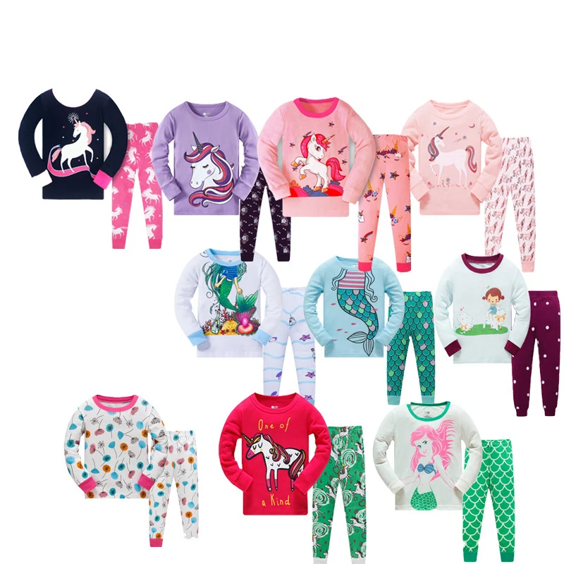 

100% Cotton New Design Sleeping Clothes Cartoon Pyjamas Kids Sleepwear Girl Cute Kids Pajamas Set, As show