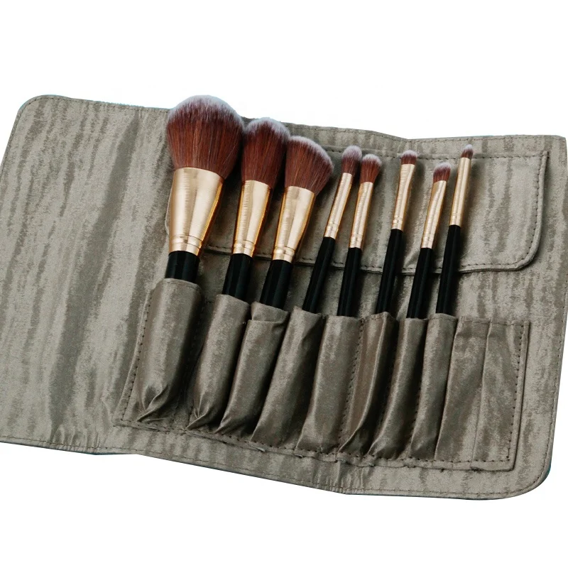 

8 Pieces makeup brushes Natural goat hair Professional Synthetic hair powder makeup brush set, Customized color accepted
