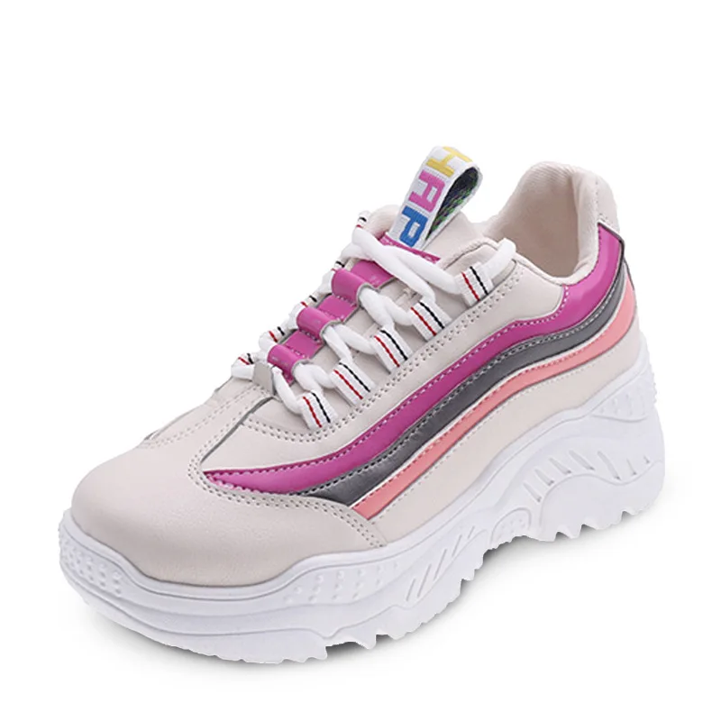 

Factory Sale Women Sneakers Thick Bottom Waterproof Shoes Colorful Stripes All-Match Casual Sneakers