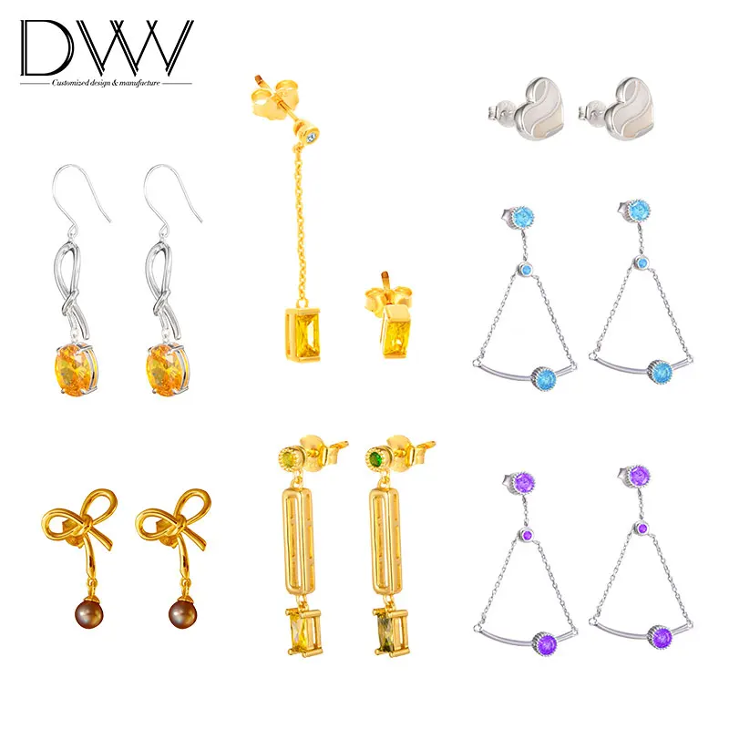 

Korean Jewellery Earring Hangtag 18 K Gold Plated Earrings Gemstone Earring