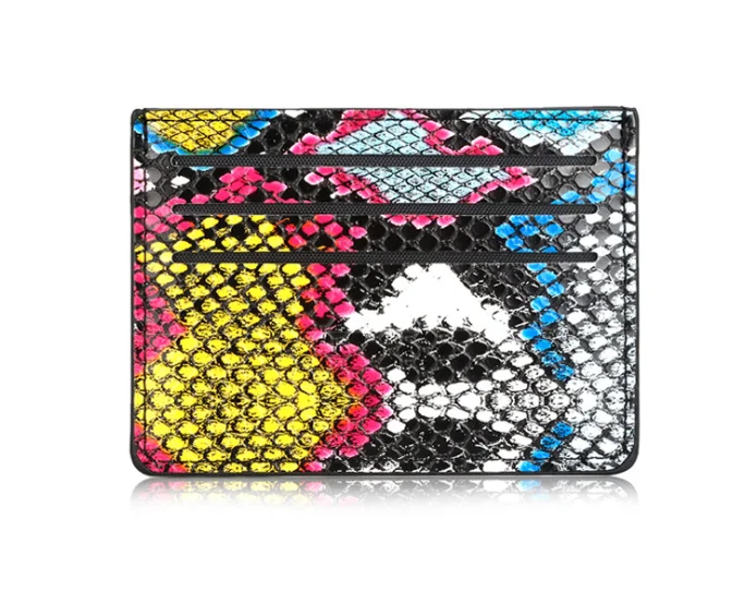 

Colorful snakeskin pattern PU leather card holder multi-card pockets mini wallet