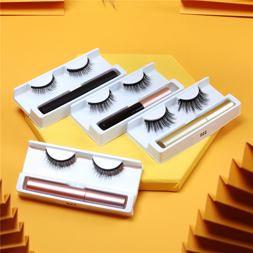 

2021 New Arrival Customized wispy magnetic 3d mink eyelashes Set magnetic eyelashes kits with eyeliner