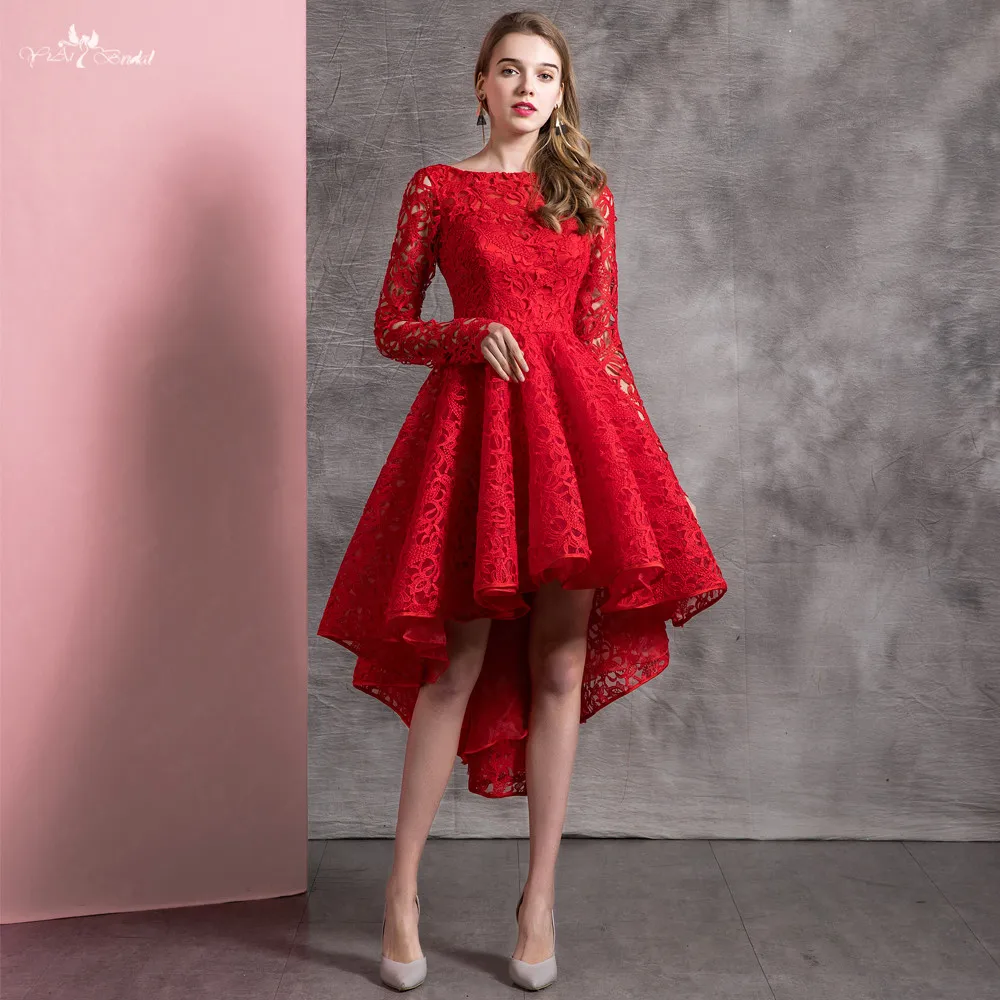 

RSE897 Cheap Good Quality Red Lace Long Sleeves Boat Neckline Short Knee Length Dress Clothes Girls Christmas Dress For Women, Customer made