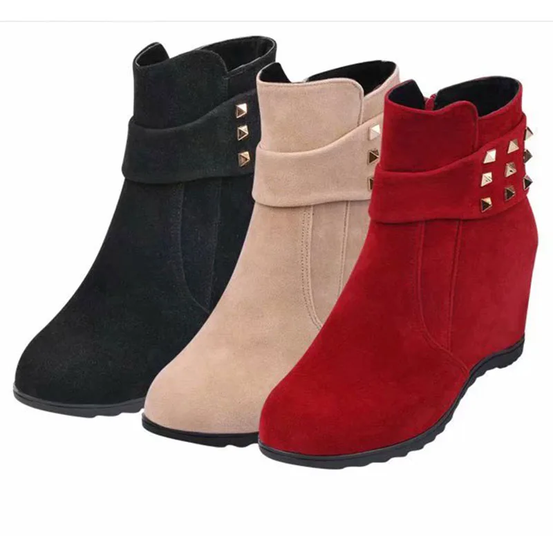 

2021 New arrival hottest women comfortable ankle boots women colorful casual wedge heel shoes ladies, Picture