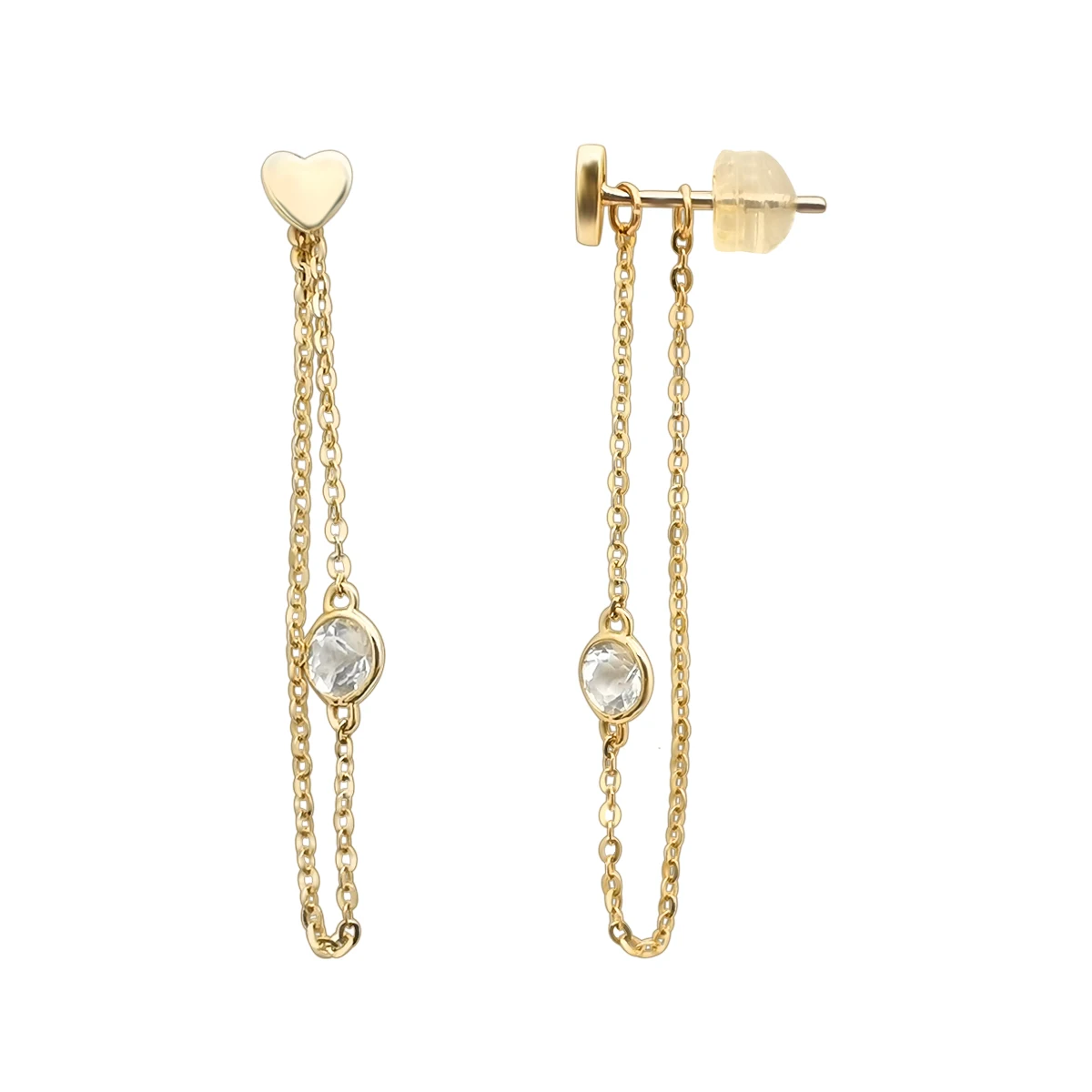 

Newest Design 14K Solid Gold Fashion Chain Link Stud Earrings Heart Shape Real Gold 14 Karat Gold Earring Women Jewelry