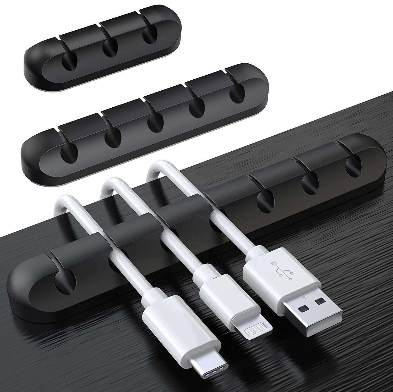 

Cable Organizer USB Holder Flexible Winder Management Cable Clips For Earphone Desk, Black/gray/oem