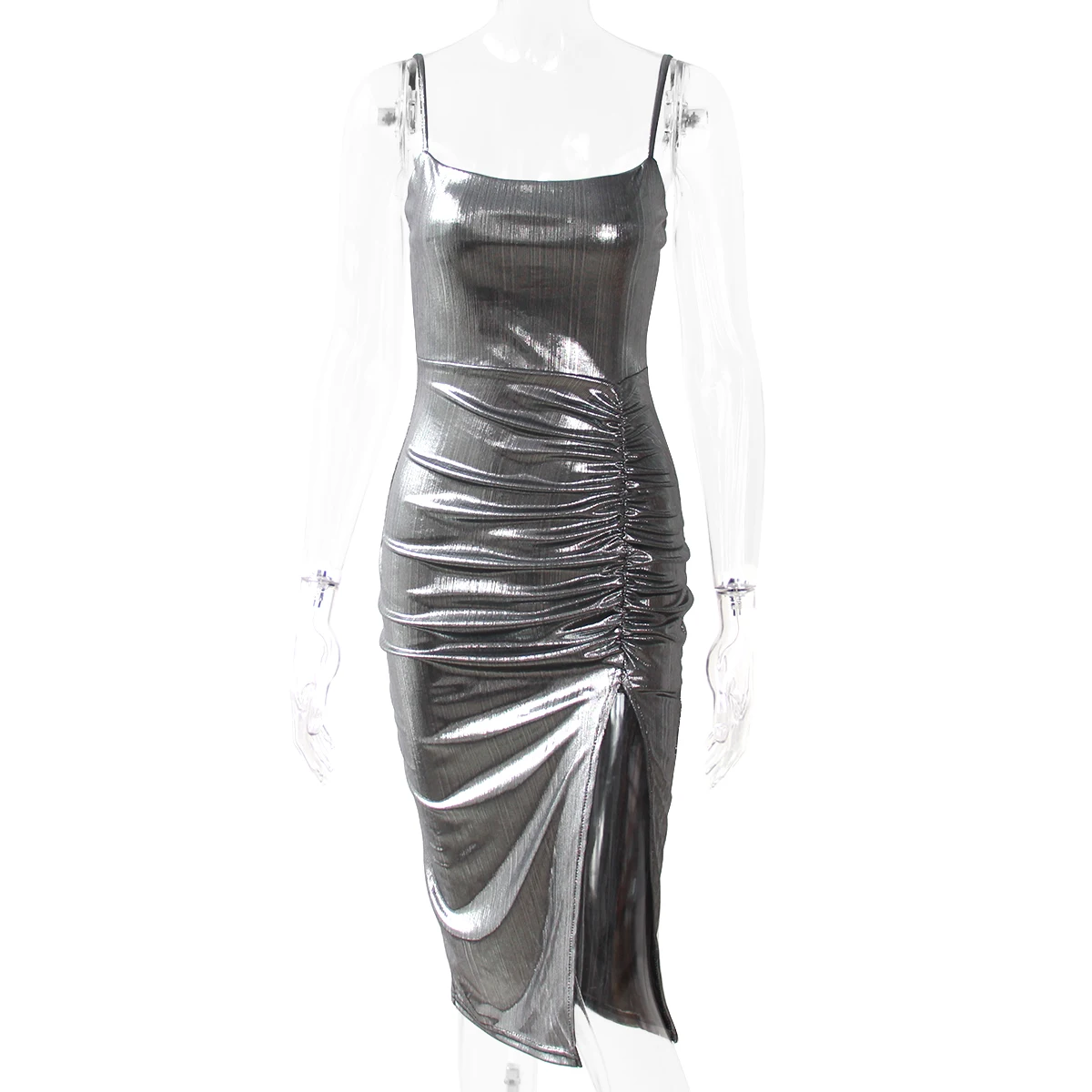 

2021 Summer condole belt vented Tight skirt shiny Sexy Party Dress