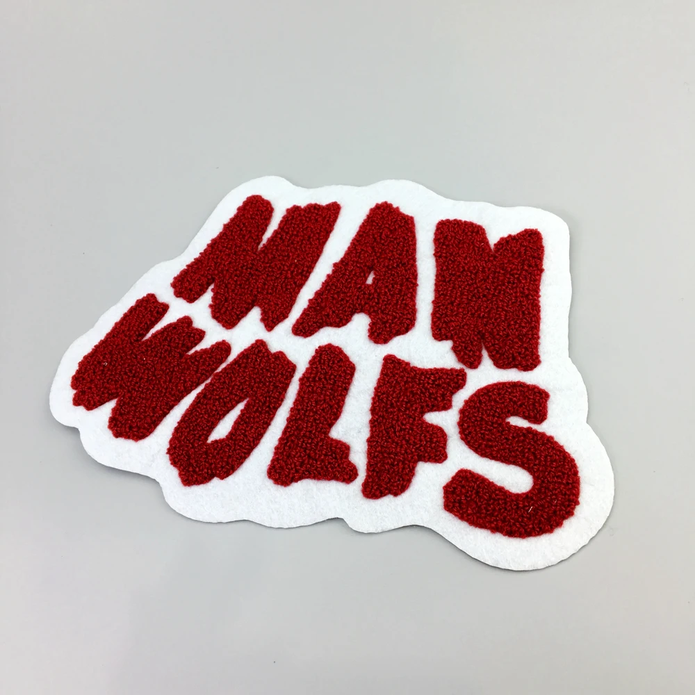 

Very high quality custom made iron on embroidered chenille patches for clothing, Custom color