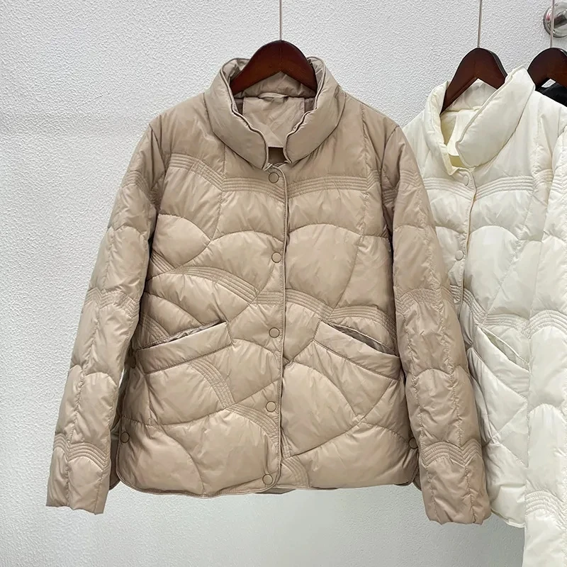 

Oversized Women Autumn/Winter Jackets 2023 New Female Fashion Stand Collar Ultra Lightweight White Duck Down Coat