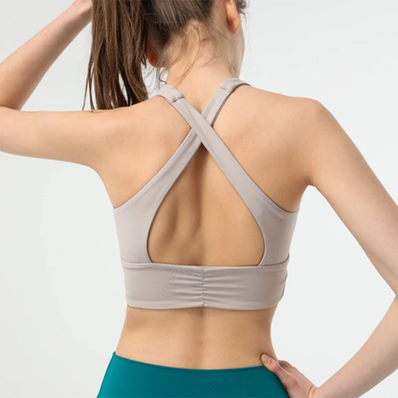 

Hot sexy yoga bra simple design sports bra women Y-type padded yoga bra