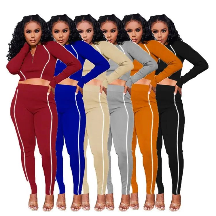 

New Style Sports Clothes Long Sleeves Sweat Suit 2 Outfit Two Piece Set Women Clothing