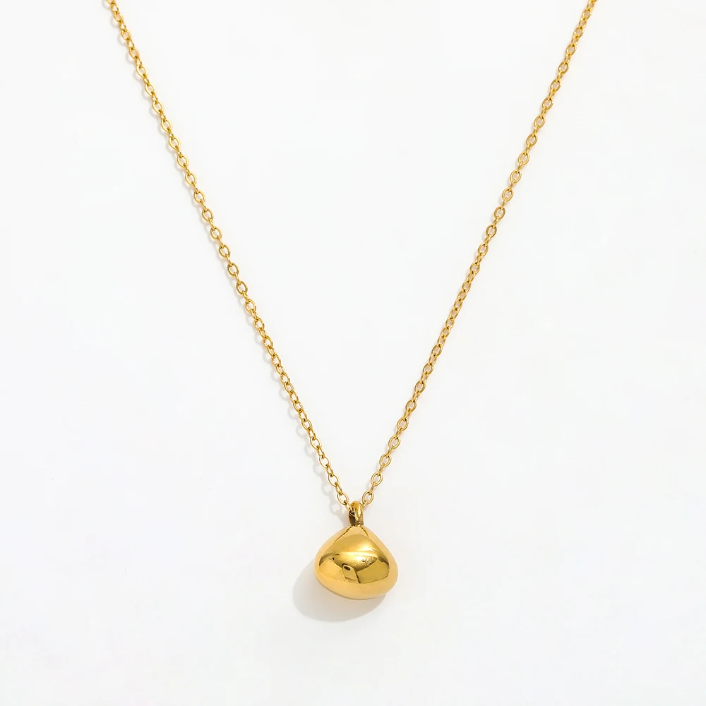 Joolim  18K Gold Plated Jewelry Flat Water Drop Pendant Dainty Chain Necklace Stainless Steel Jewelry