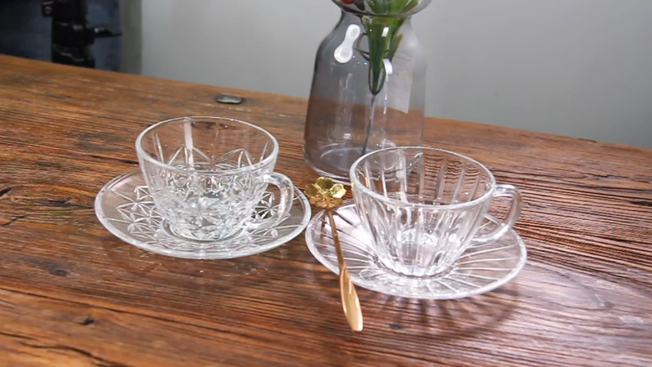 Good Quality Glassware Middle East Style Tea Cup Set Decaled Engraved