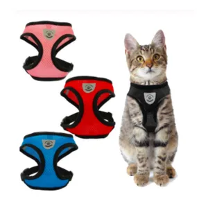 Image of Breathable Mesh Small Dog Pet Harness and Leash Set Puppy Cat Vest Harness Collar For Chihuahua Pug Bulldog Cat arnes perro