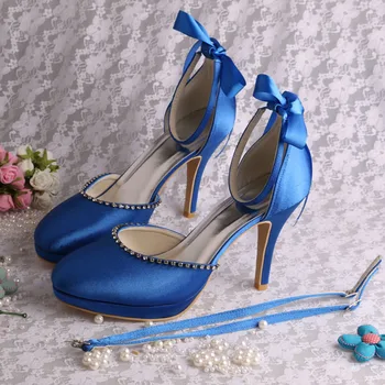 Elegant Royal Blue Lace Up Sexy Bridal Sandals Wedding Shoes - Buy 4 ...