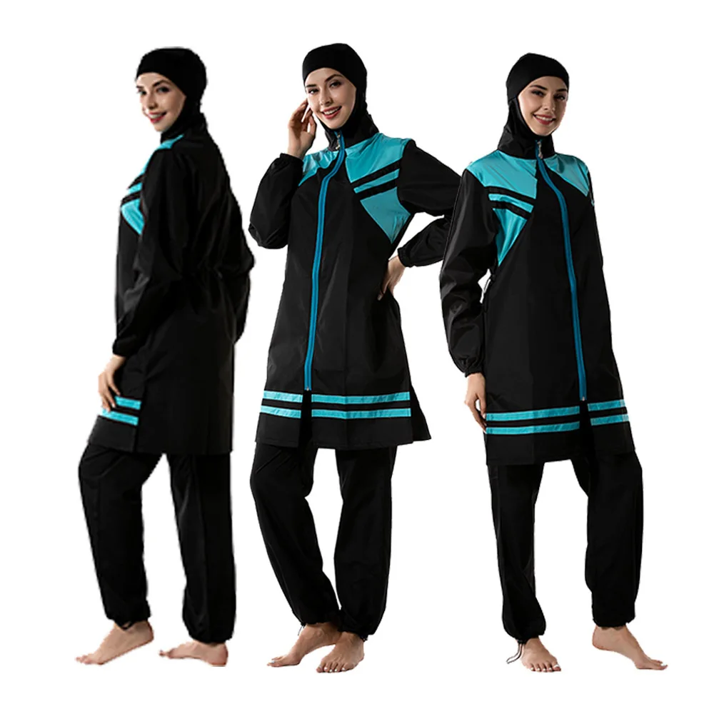

GH-S013 3 Pieces Full Coverage Hijab Conservador Muslim Swimwear Islamic Swimming Clothes Women