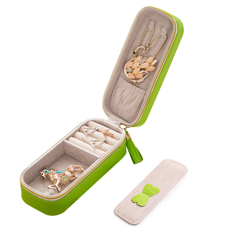 

PU Leather Small Jewelry Box Portable Travel Jewelry Case Storage Organizer Holder, Red,white,black,brown,green,purple