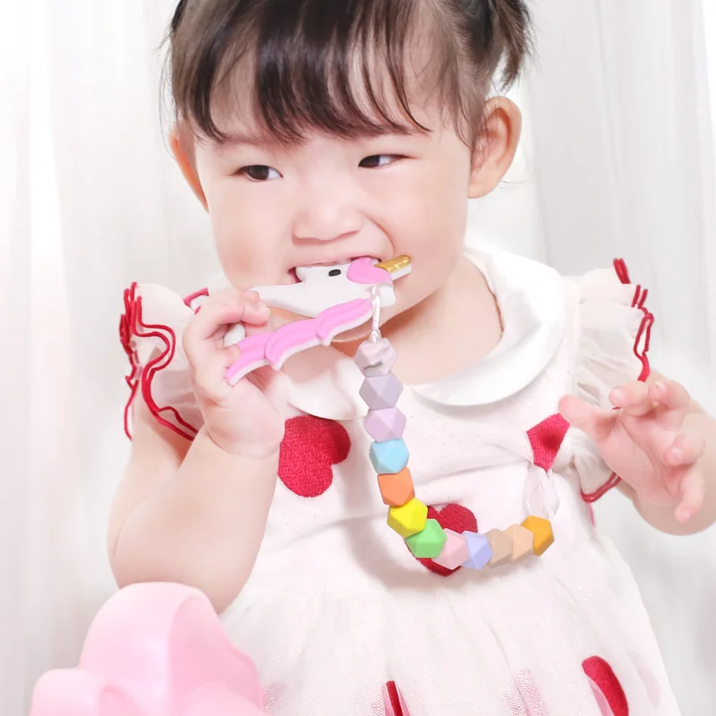 
Bacteria Resistant Soft Animal Infants Toddlers Silicone Star Unicorn Teether holder 