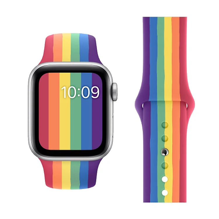 

For Classic Silicone Apple Watch Band Rainbow Watchband Replacement Bands For Apple Rainbow Watch Band