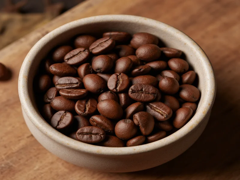Close-up of Vessel Craft Coffee beans in ceramic vessel