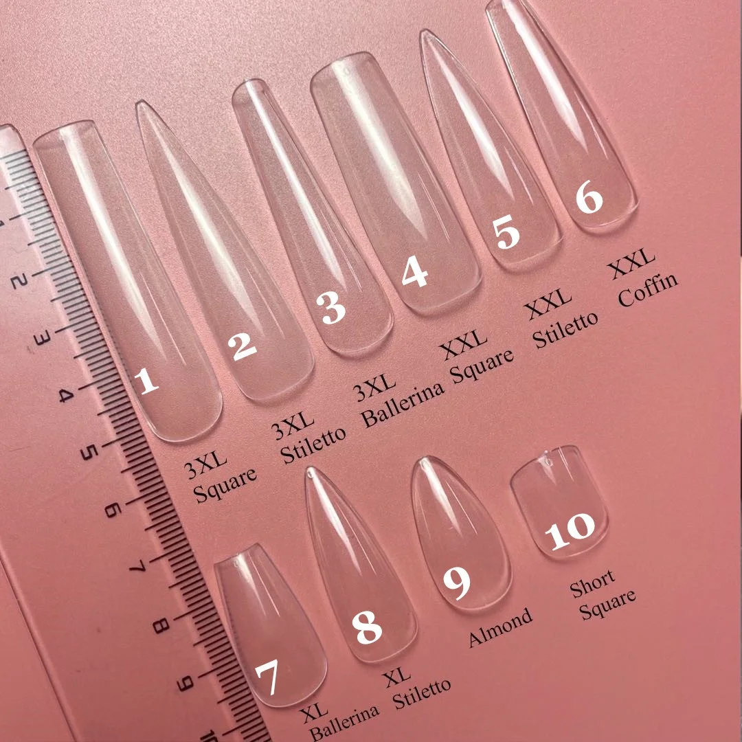 

Gorgels C curve 500pcs box clear xxl water tube xxxl extra long coffin fake nail tips artificial