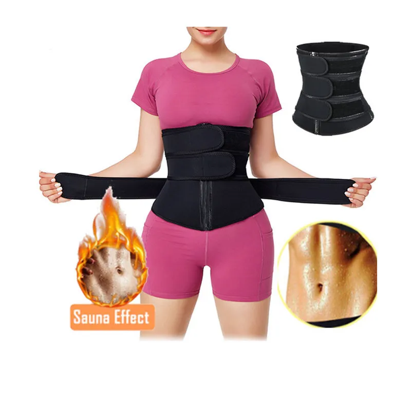 

Fast shipping Women Postpartum Sauna Effect Neoprene Body Shapers 3 Strap Slimming Corset Waist Trainer Belt With 3 Row Hooks, Black/grey/red
