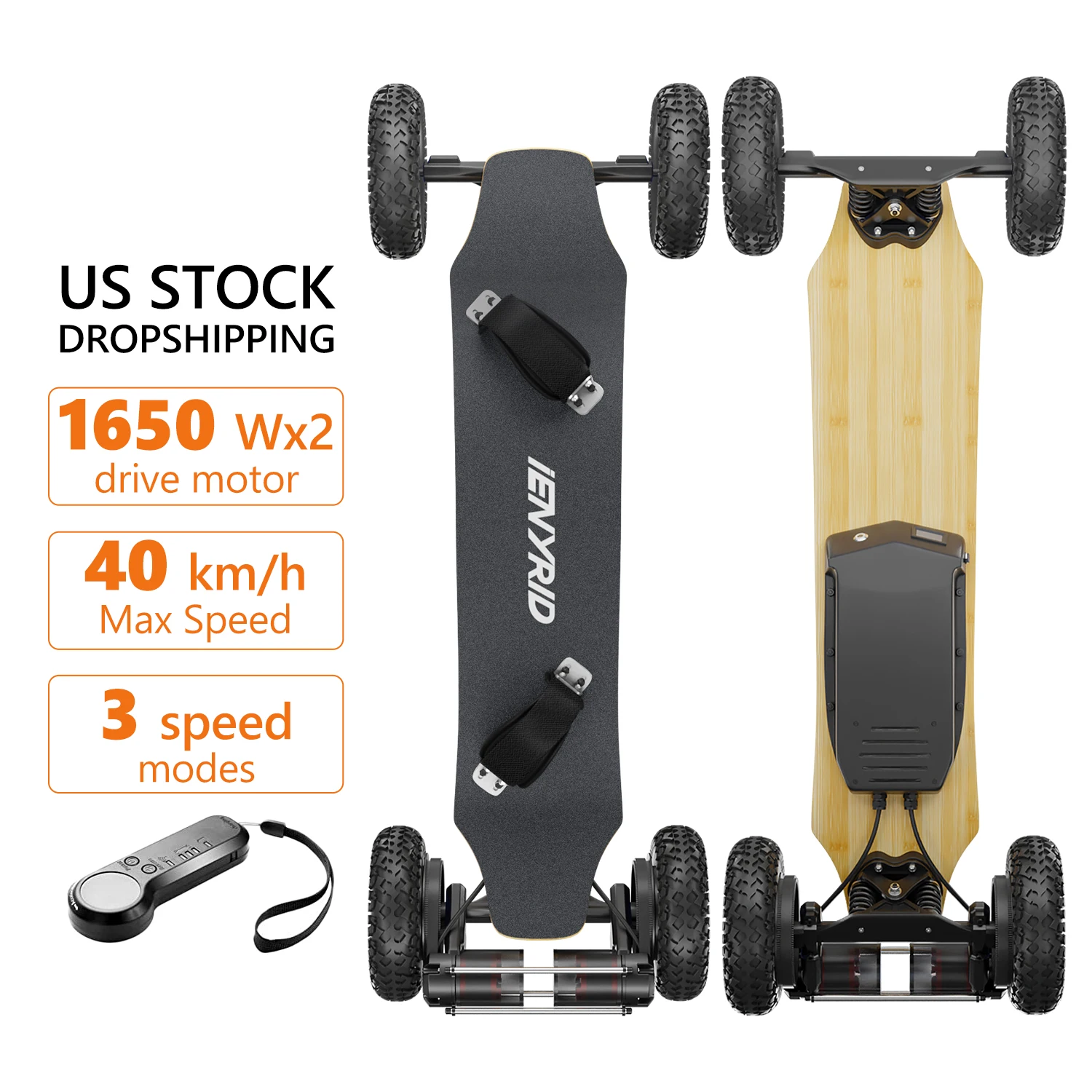 For American market Terrain offroad 4 wheels Skateboard Hot Sale Electric 4 wheels Skateboard E Skateboard USA warehouse
